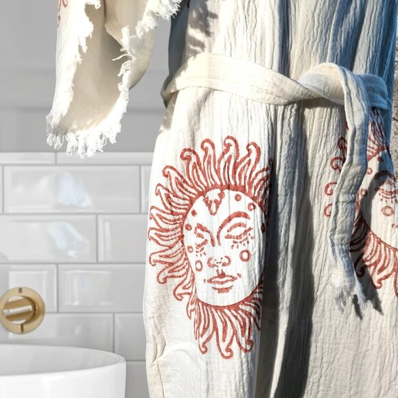 Attract Positive Energy Gold Boho Sunshine Goddess Design Kimono Robe S OS - Picture 4 of 4